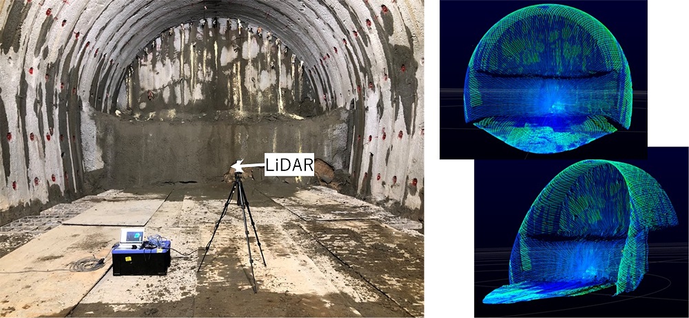 図-1　LiDARによるトンネル切羽計測状況