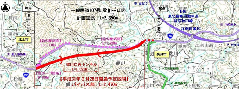 図－５　国道107号（仮称）梁川トンネル築造工事概要