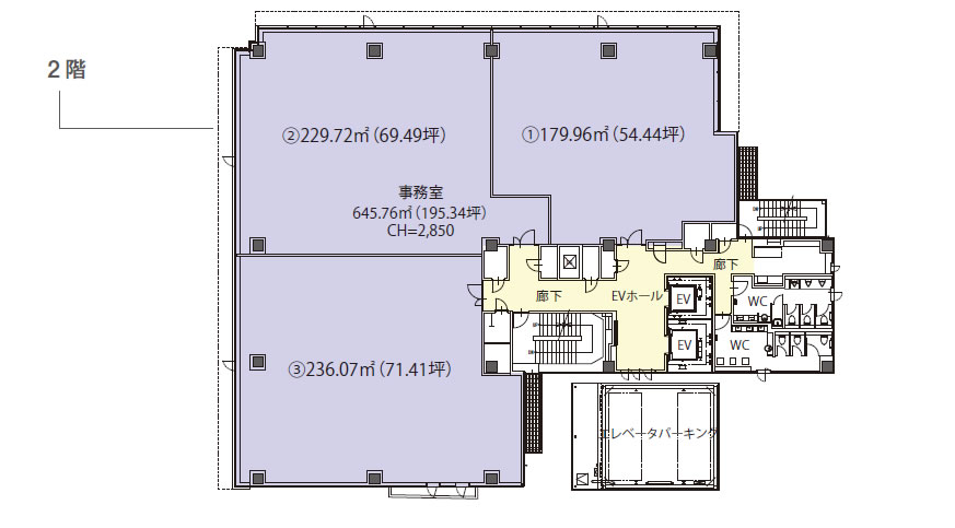 冷泉町ビル（福岡県）の2階敷地配置図
