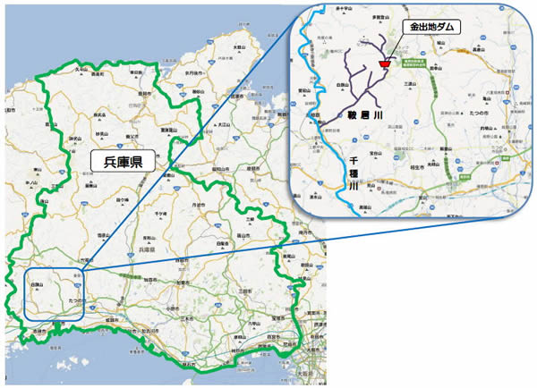 金出地ダム現場位置図