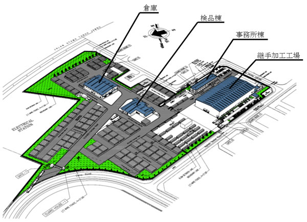 ブルネイ油井管加工工場新築工事 俯瞰図