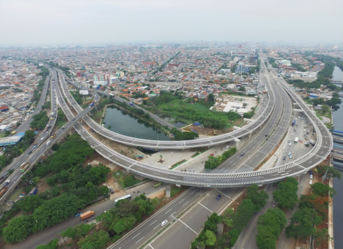 タンジュンプリオクアクセス道路事業（Ⅱ）パッケージ5 NSダイレクトランプ工区の写真