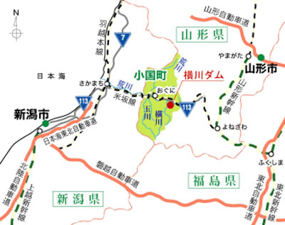 山形県西置賜郡小国町マップ