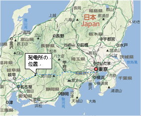 岐阜県中津川市小水力発電所の位置
