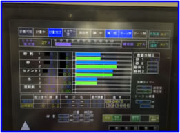 制御パネルのモニタ表示 練り混ぜ条件データの写真
